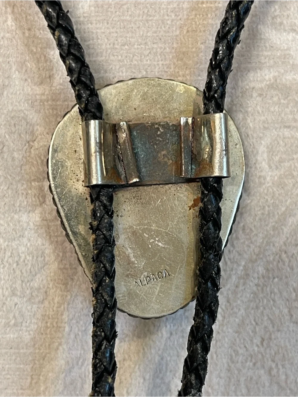 Turquoise Stone Bolo Tie with Braided Black Cord
